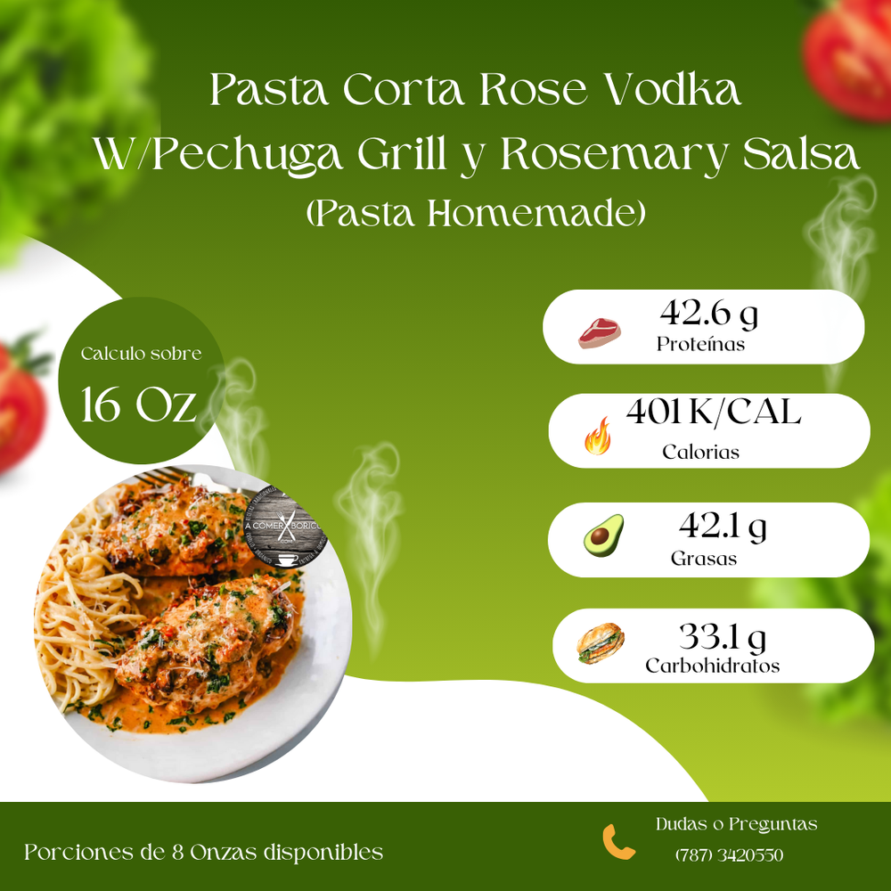 PASTA ROSE VODKA W/ PECHUGA & ROSEMARY SALSA