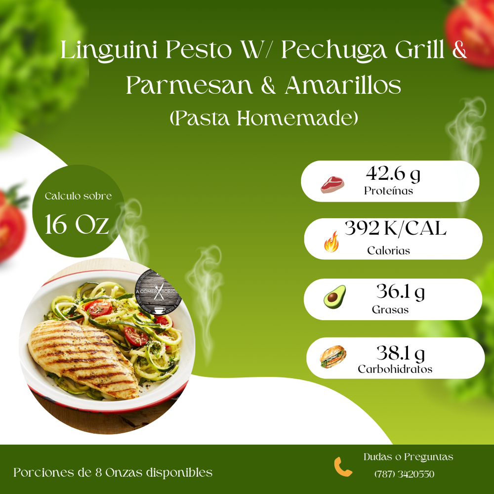 LINGUINI PESTO W/ PECHUGA AL GRILL & PARMESANO