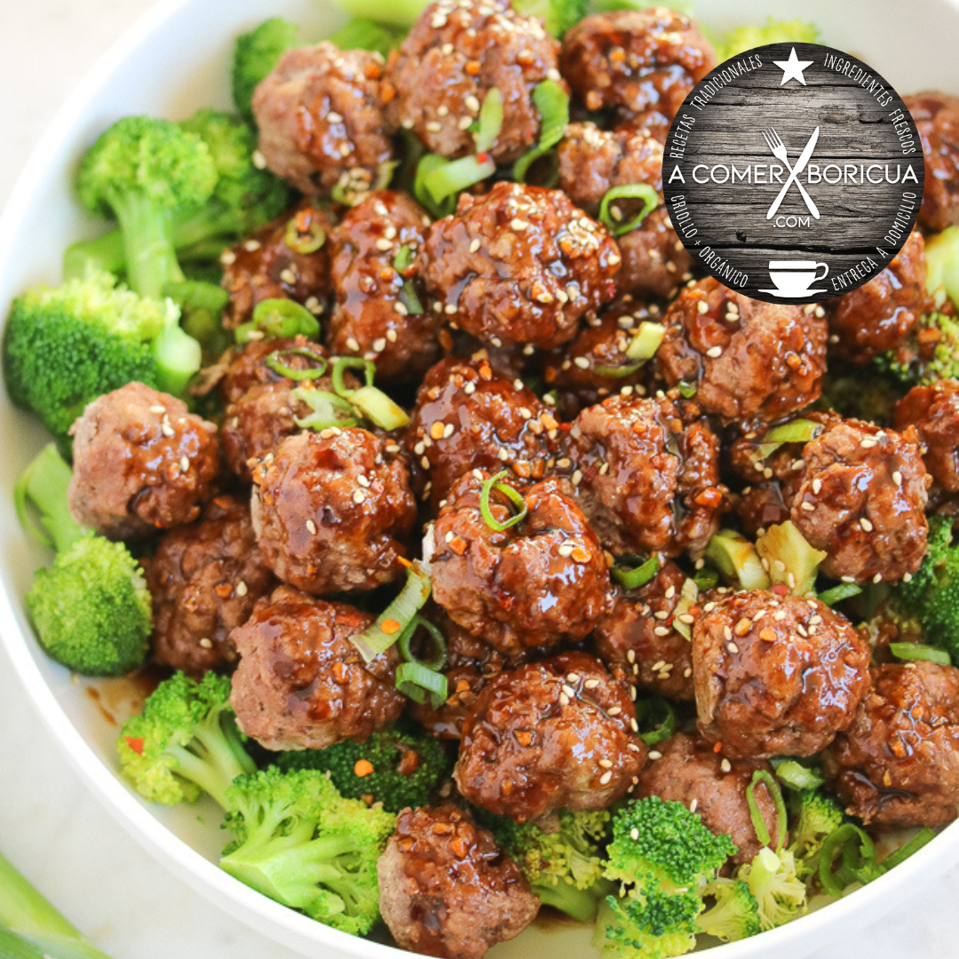 ASIAN TASTE MEATBALLS W/ BROCOLI THAI SAUCE