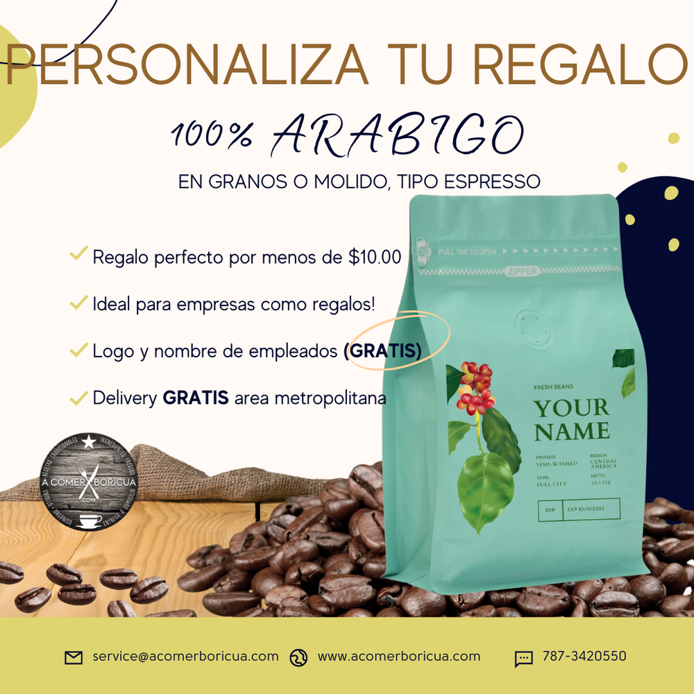 
                  
                    CAFE ARABIGO 100% (8.8 OZ) PERSONALIZADO CON TU NOMBRE
                  
                