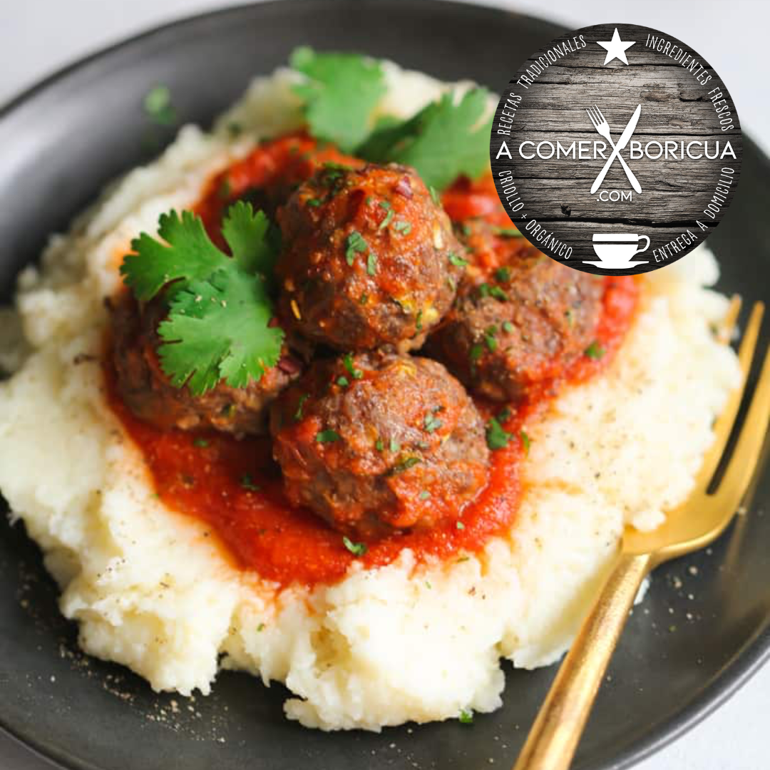 ANGUS KETO MEATBALLS W/ MASHED COLIFLOR IRISH BUTTER