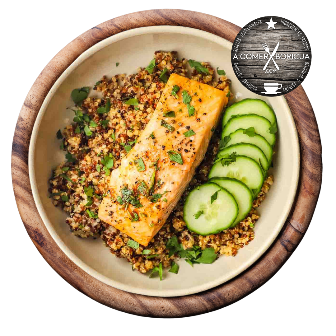 SALMON QUINOA TOASTED W/ ZUCHINIS & LEMON HERB VINAIGRETE