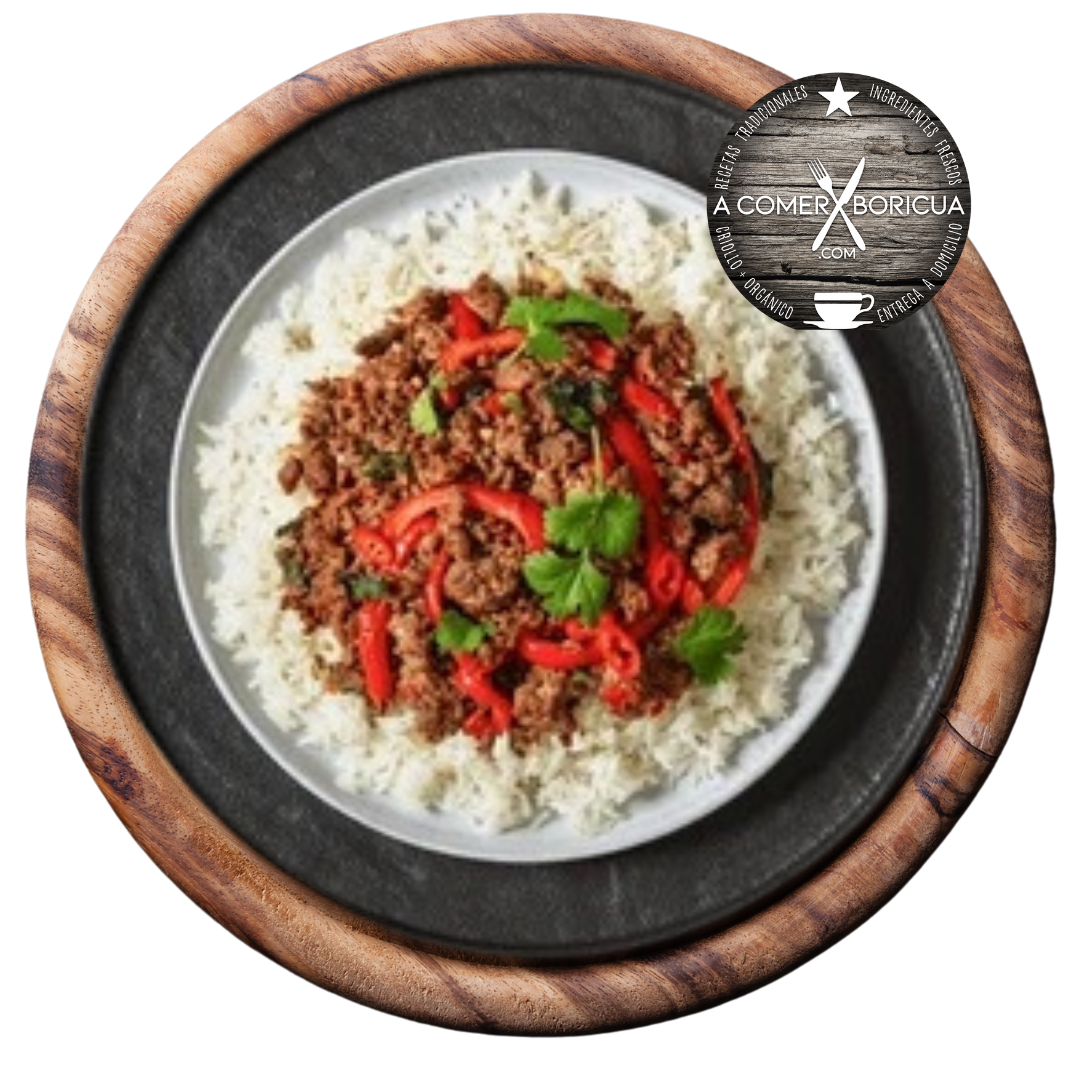 ANGUS GROUND BEEF (ASIAN STYLE) W/ ARROZ THAI