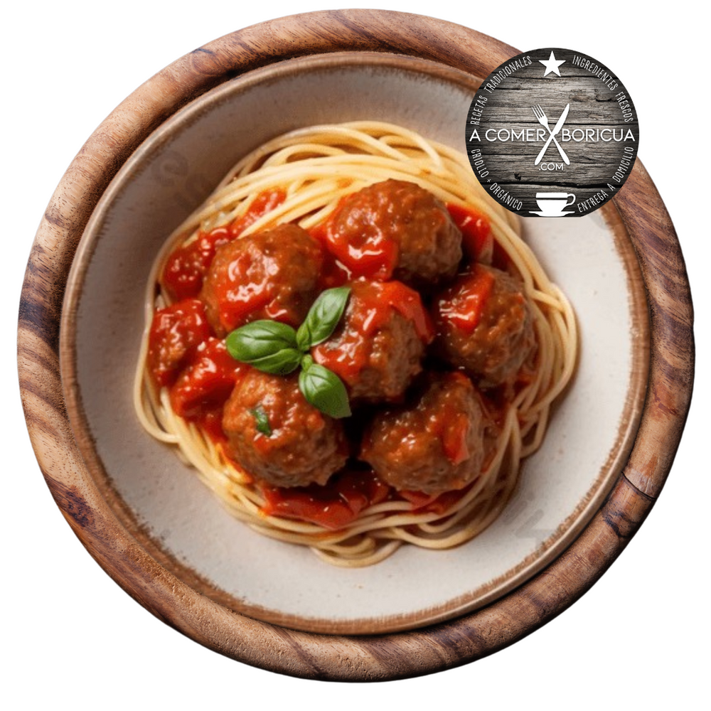 PASTA W/ ANGUS MEATBALLS & HEAVY TOMATO SALSA