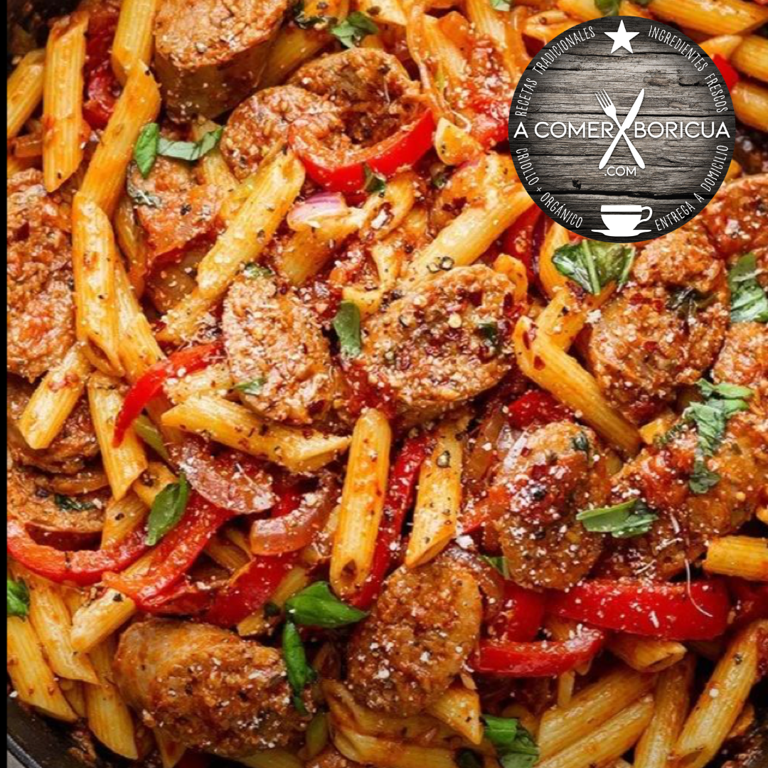 PASTA & ITALIAN SAUSAGE W/ HEAVY ROSETTO SALSA