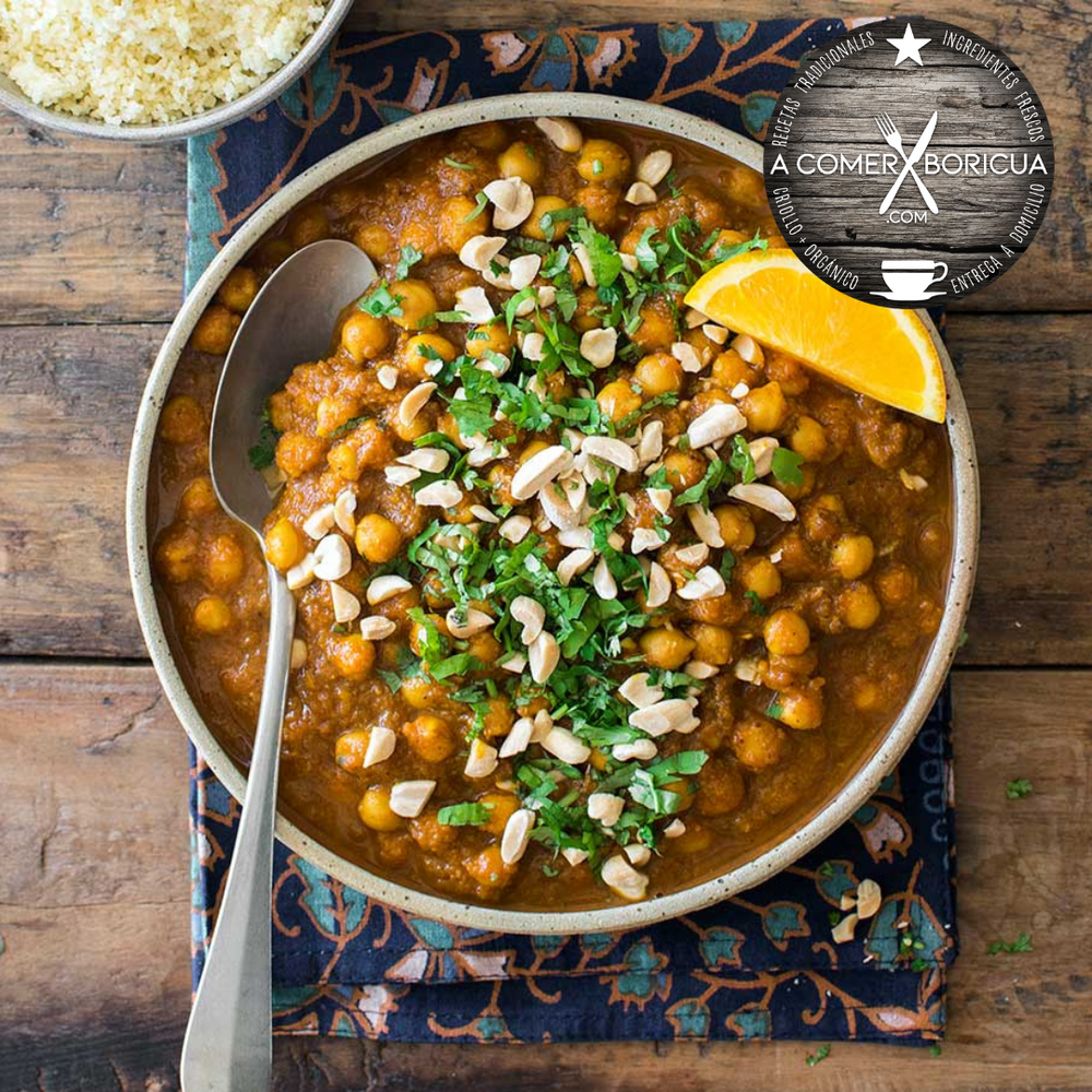 SWEET & CURRY GARBANZOS W/ CILANTRO-GARLIC